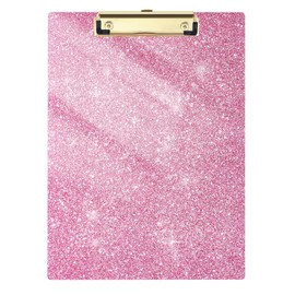 Juvealoe Acrylic Glitter Clipboard, 8.5 x 11 Sparkly Clip Board with Low Profile Gold Clip, Suitable for Classroom School and Office, Desk Accessories, Cute Pink