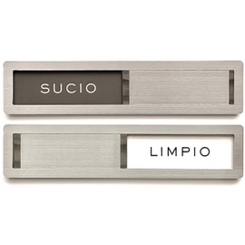 Dishwasher Magnet Clean Dirty Sign (Spanish), Limpio Sucio, Kubik Letters Premium Stainless Steel Grade 304, Kitchen Organizers and Storage Decor Accessories, Extra Adhesive Tapes Included