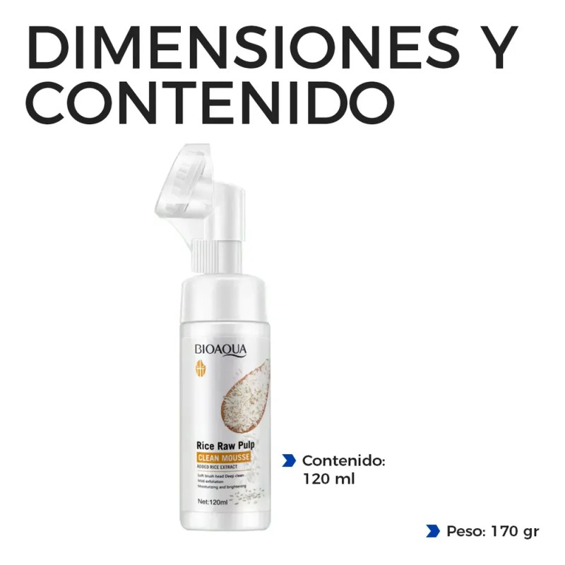Bioaqua Limpiador Facial De Arroz 120ml Exfoliante Cepillo