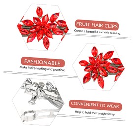 Red Austrian Hair Barrettes, Sparkly Zircon Crystal Hair Clips French Dedign Bridal Fashion Bling Rhinestons Hairpins, Wedding Hairgrip Hair Headwear Accessories for Women Girls Bride Bridesm