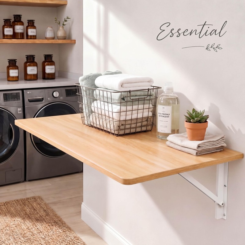 Wall Mounted Folding Table 31.5”Lx15.7”W, Space-Saving Fold Down Desk for