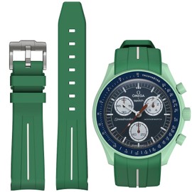 BONACE Strap for Omega x Swatch MoonSwatch Watch 20mm,Soft Rubber Omega X Swatch Moonswatch Speedmaster Replacement Strap,Curved No Gap Moonswatch Swatch strap for Men Women
