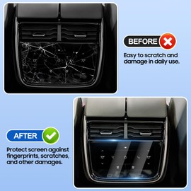 Fgtagtal Car Rear Row Screen Protector Fit for Rivian R1T/R1S 2022-2024, Back Seat Display Anti Scratch Tempered Glass Protective Film, Anti Fingerprint Screen Cover