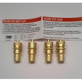 Adjustable Brass Tire Deflators 6-30 PSI (Set of 4) Instructions and Case (4x4 Offroad Dunes Sand Jeep)