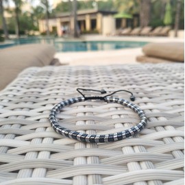 Pulsera Ajustable de Hombre | Piedra Hematita 4mm (Plateada)