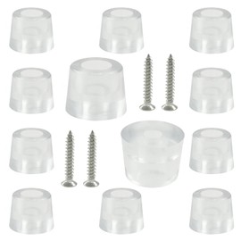 LifCratms 12Pcs Clear Rubber Feet for Cutting Board with Stainless Screws, Round Rubber Feet Bumpers Non-Slip Rubber Feet Pads for Furniture Electronics (0.6" H x 0.78" W)