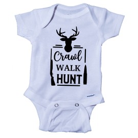 Ink Trendz Crawl Walk Hunt Cute Hunting themed Born To Hunt Baby Onesie® Bodysuit Romper (Black, Newborn)