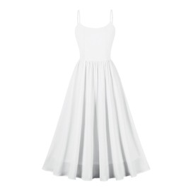 Odizli Summer Dress Women's Long Elegant Vintage Summer Spaghetti Straps Flowers Midi Dress, White