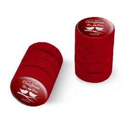 Our First Christmas as Mr and Mrs 2024 Married Kissing Birds Red Background Motorcycle Bicycle Bike Tire Rim Wheel Aluminum Valve Stem Caps - Red