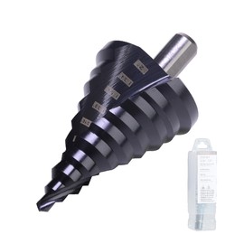 Jerax tools 1/4 to 2 Inch Step Drill Bit Spiral Grooved Double Fluted, Large M2 High Speed Steel Drill bits for Hole Drilling in Stainless Steel, Copper, Aluminum, Wood, Plastic