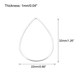 MECCANIXITY Teardrop Beading Hoop Link, Hollow Open Bezel Charm Linking Rings 0.55"x0.86" Silver Tone for Earring Jewelry Making, Pack of 50