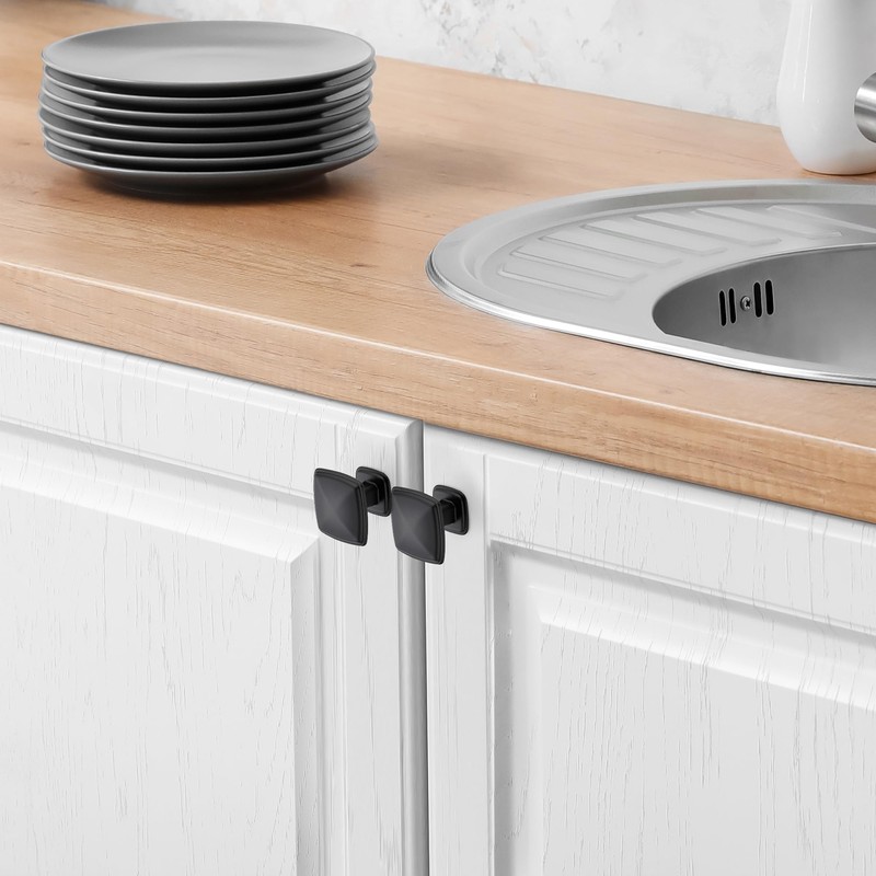 JOY DECOR 30 Pack Black Square Cabinet Knob Kitchen Cabinet