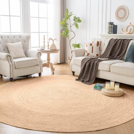 Shatex Round Jute Rug 7Ft,Soft and Chunky Natural Fiber,Handwoven Rugs for Bedroom Living Room