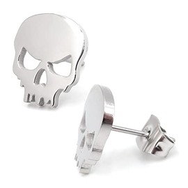 Steelmeup arete de tuerca de acero inoxidable con diseño de calavera, color negro y dorado, Metal, Metal