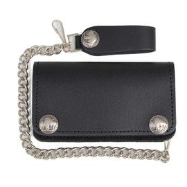 Milwaukee Leather Men's Genuine Leather Bi-Fold Biker Wallets w/Anti-Theft Stainless Steel Chain - 6 Inch