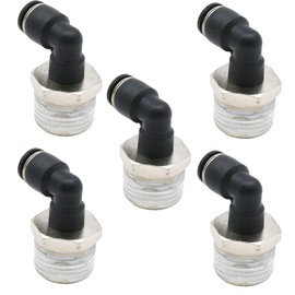 VIKKSAER 5 Pcs Hardware Male Elbow Push to Connect Fittings, 90 Degree Air Push Connect Fit Lock Fitting, for Pipe Connection (1/4" OD x 1/2" NPT)