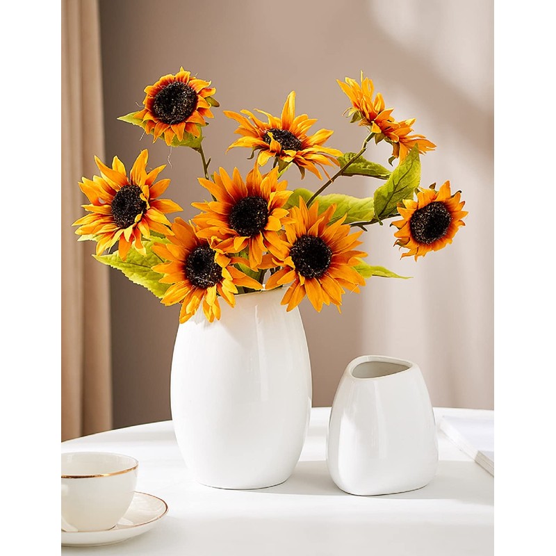 White Ceramic Vase, Flower Base, White, Large, 7.9 inches (20