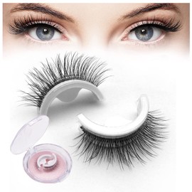 Bluemega 2 Pairs Fake Eyelashes Pestañas Autoadhesivas, Pestañas Adhesivas Reutilizables, Pestañas Postizas Naturales Esponjosas 3D Reutilizables, Sin Pegamento Pestañas Postizas A Prueba De Agua (E)