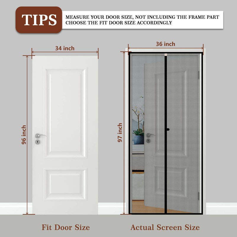 Yotache Magnetic Screen Door Fits Door Size 34 x 96,