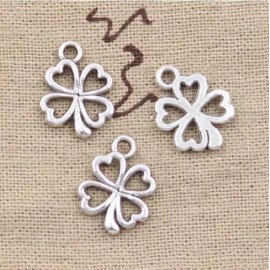 Unbranded 5pcs Charm Clover Flower 12x10mm Tibetan Silver Color Pendant Bracelet Necklace