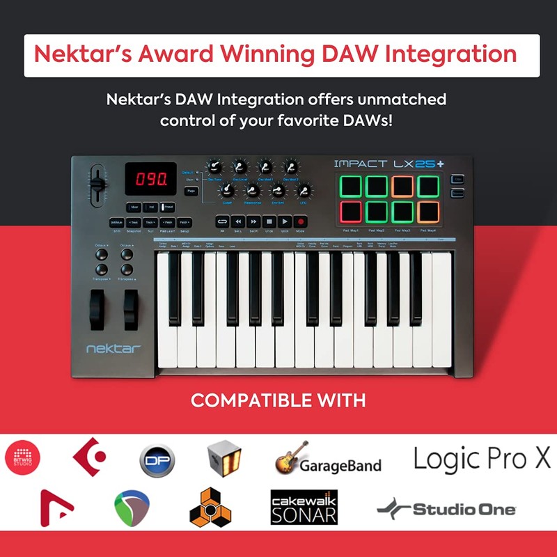 Nektar Impact LX25+ | USB MIDI Controller Keyboard with Nektar
