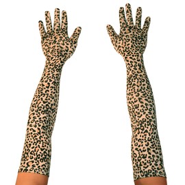 Seeksmile Leopard Spandex Gloves (Free Size, Leopard-C 22" Length)