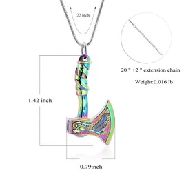 VCCWYQK Thor Axe Cremation Jewelry for Ashes for Women Men Viking Axe Memorial Pendant Urn Necklace for Loved One Ashes Holder