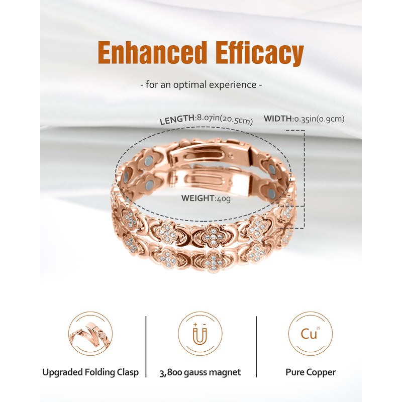 Jecanori Copper Bracelets for Women, Pure Copper Magnetic Bracelet with