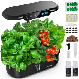 Ahopegarden Hydroponics Growing System kit: 12 Pod Indoor Herb Garden with Smart Environmental Detection，LED Grow Light，LCD Display，Hydroponic Planter for Vegetables，Herb，Lettuce，Home Gardening
