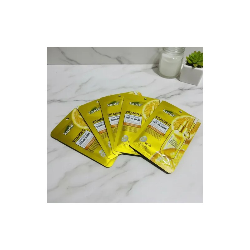 5 Mascarillas Facial Karité Vitamina C Ácido Hialurónico 30g