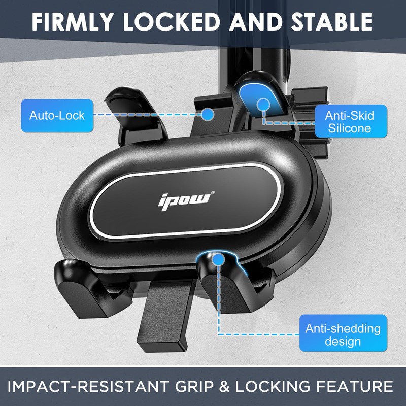 IPOW Large Rearview Mirror Phone Holder for Car 360°Rotatable and