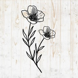 Flower Bouquets Wall Decals - Flower Bouquets Wall Stickers - Minimalistic Minimalist Floral Botanical Leaves Branches Silhouette - Car Window Tumbler Laptop Bedroom Room Home Decor DWSV13167