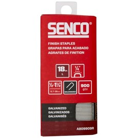 SENCO A809909R 18 Gauge, 1/4" Crown Finish Staples, 1/2" - 1 1/2" Length Galvanized, 1,000 Count Pack