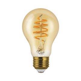 Euri Lighting VA19-3020ad, Dimmable, Decorative LED A19 Filament, 4.5W, Warm White (2200K), 250lm, 80 CRI, 320° Beam, E26, 120V, Amber Glass, Wet Rated, UL, 2YR, 15K HR WTY, One Count