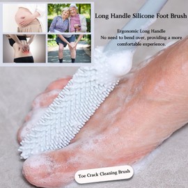Nurlypop Long Handle Toe Cleaning Brush, 15.7 Inch – No Bending, Ideal for Seniors, Expecting Mothers, Men & Women | Shower Foot Scrubber & Anti-Itch Exfoliating Brush (2 Pack) (Pink)
