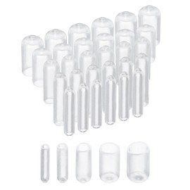 QUARKZMAN Pack of 100 Rubber End Caps Set 3/5/6/8/9.5 mm Inner Round Rubber Caps Vinyl Protective Caps Cover Screws Thread Protection Bolt Caps for Screw Thread Pipe Chair Legs, Clear