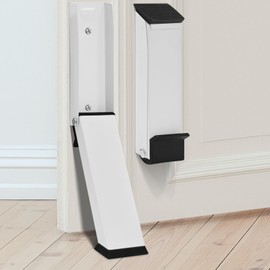 White Door Stopper - No Drilling, Holds Door Open, Folding, Rubber Tips