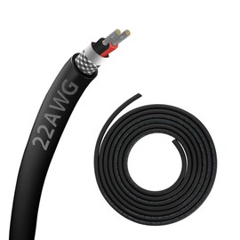 22AWG 22/2 2 Core Shielded Chain CNC Wire (50FT) UL2464 Tinned Copper Core Extreme Flexible 22 Gauge Cable Speaker Wire for CNC Router Machine, CNC VFD Spindle, Stepper Motor, 3D Printer