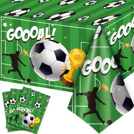 Soccer Tablecloth, 3 Pcs Soccer Party Tablecloth Set - Soccerball Party Tablecloth, Soccerball Table Covers Theme Table Cloth, for Party Birthday Decorations