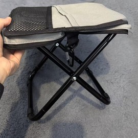 Folding Chair, Load Capacity 264.6 lbs (120 kg), Includes Innovative Shoulder Strap: Ultra Lightweight, Camping Chair, Fishing Stool, Integrated Storage Bag, Gray Carbon Steel, Includes Foot Pad and