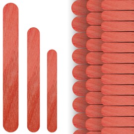 YARRD 300PCS Red Wooden Jumbo Sticks - 8/6/4.5 Inch Craft Sticks for DIY, Wax, Food Grade