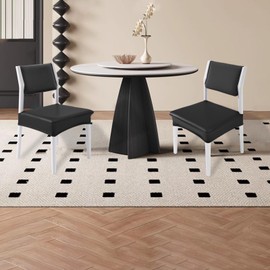 CWK Waterproof PU-Leather Dining Chair Covers Set of 2| Stretchable Chair Seat Slipcovers, Removable & Washable Protector for Dining Room,Home,Office,Wedding,Rear Covers (PU-Black)