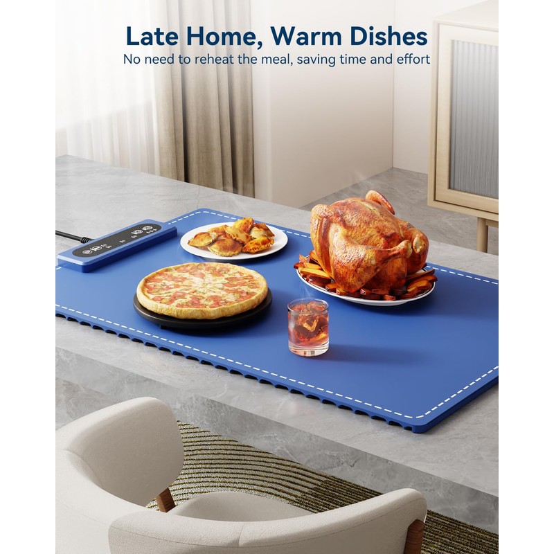 Food Warming Mat with Adjustable Temperature,Foldable Electric Warming Tray for
