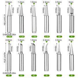 HJZHII Pack of 12 900 m Soldering Tips, Soldering Tip Soldering Iron Tips, Solder Replacement Soldering Tips for Soldering Stations, Welding Machines, Accessories, Replacement Soldering Tips