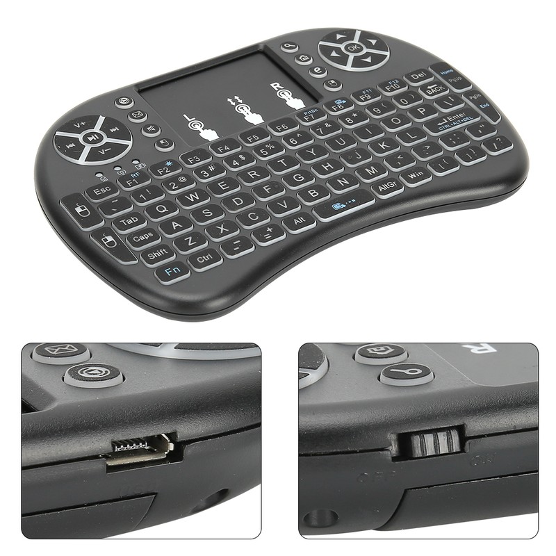Mini Wireless Keyboard Remote 2.4G USB QWERTY DPI Adjustable for