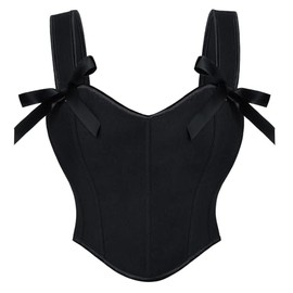 Scarlet Darkness Renaissance Corset Tops for Wome Lace-up Back Bustier Shapewear Top Black Corset Black Size 16