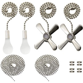 Iceyyyy Silver + Bronze Ceiling Fan Zipper Set includes additional 39.4" copper bead ball fan zipper extension and ceiling fan chain connector