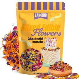 4 Kinds Natural Dried Edilble Flowers Petal Blend (1.5 Ounce), Edible Flowers for Cocktail, Cake Decoration, Soap Making, Ice cream. Include Rose Petals, Cornflower, Osmanthus, and Calendula