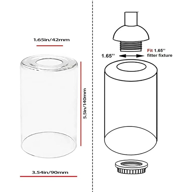 5 Pack Clear Glass Lamp Shade，Glass Shade Covers Replacements for