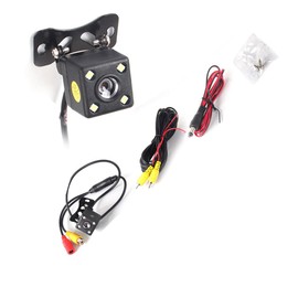 A2ZWORLD Car Reversing Camera Number Plate No Drilling Square 25 x 25 mm with 4 LEDs Detection Angle 170° with Guide Line Night Vision Waterproof IP67 KR202365